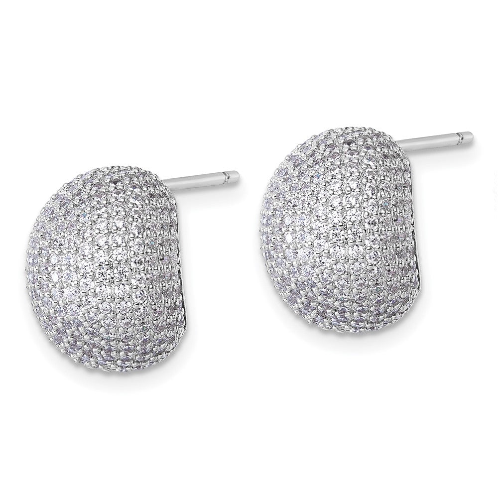 QE18087 Sterling Silver Rhodium-plated CZ Pave Polished Post Earrings