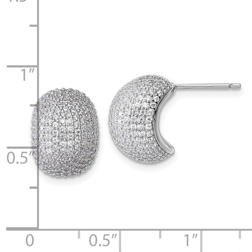 QE18087 Sterling Silver Rhodium-plated CZ Pave Polished Post Earrings