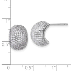 QE18087 Sterling Silver Rhodium-plated CZ Pave Polished Post Earrings