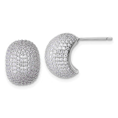 QE18087 Sterling Silver Rhodium-plated CZ Pave Polished Post Earrings