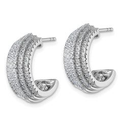 QE18090 Sterling Silver Rhodium-plated Five Row J-Hoop Post Earrings