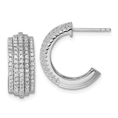 QE18090 Sterling Silver Rhodium-plated Five Row J-Hoop Post Earrings