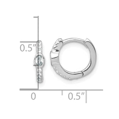 QE18117 Sterling Silver Rhodium-plated Polished Round and Oval CZ Round Hinged Hoop Earrings