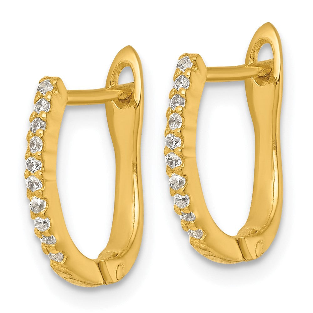 QE18121GP Sterling Silver Gold-tone Polished CZ Hoop Earrings