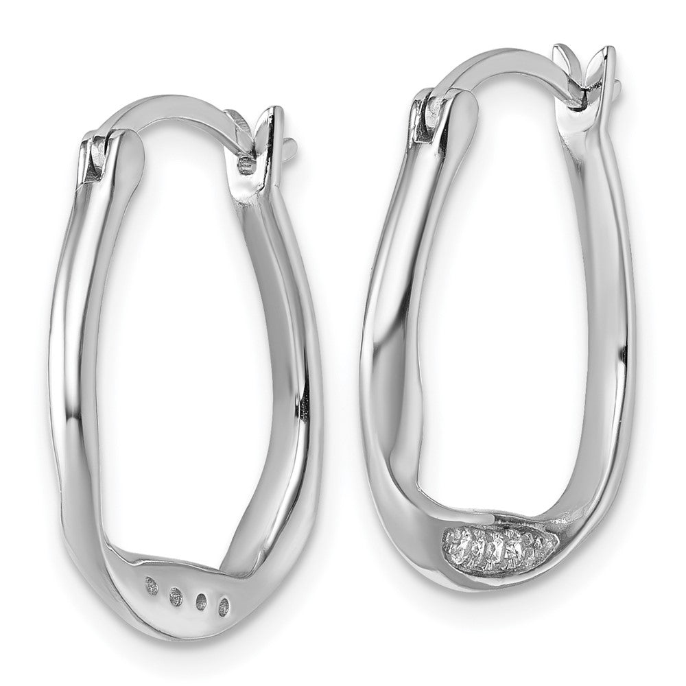 QE18133 Sterling Silver Rhodium-plated CZ Polished Twist Hoop Earrings