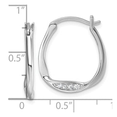 QE18133 Sterling Silver Rhodium-plated CZ Polished Twist Hoop Earrings