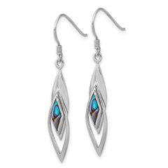 QE18194 Sterling Silver Rhodium-plated Polished Abalone Fancy Dangle Shepherd Hook Earrings