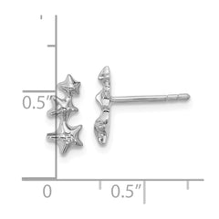 QE18214 Sterling Silver Rhodium-plated CZ Polished Three Stars Post Earrings
