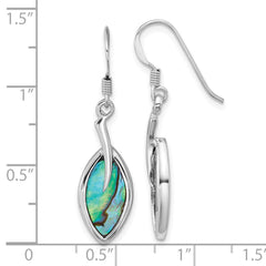QE18235 Sterling Silver Rhodium-plated Polished Abalone Leaf Dangle Shepherd Hook Earrings