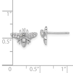 QE18238 Sterling Silver Rhodium-plated Polished CZ Bee Post Earrings