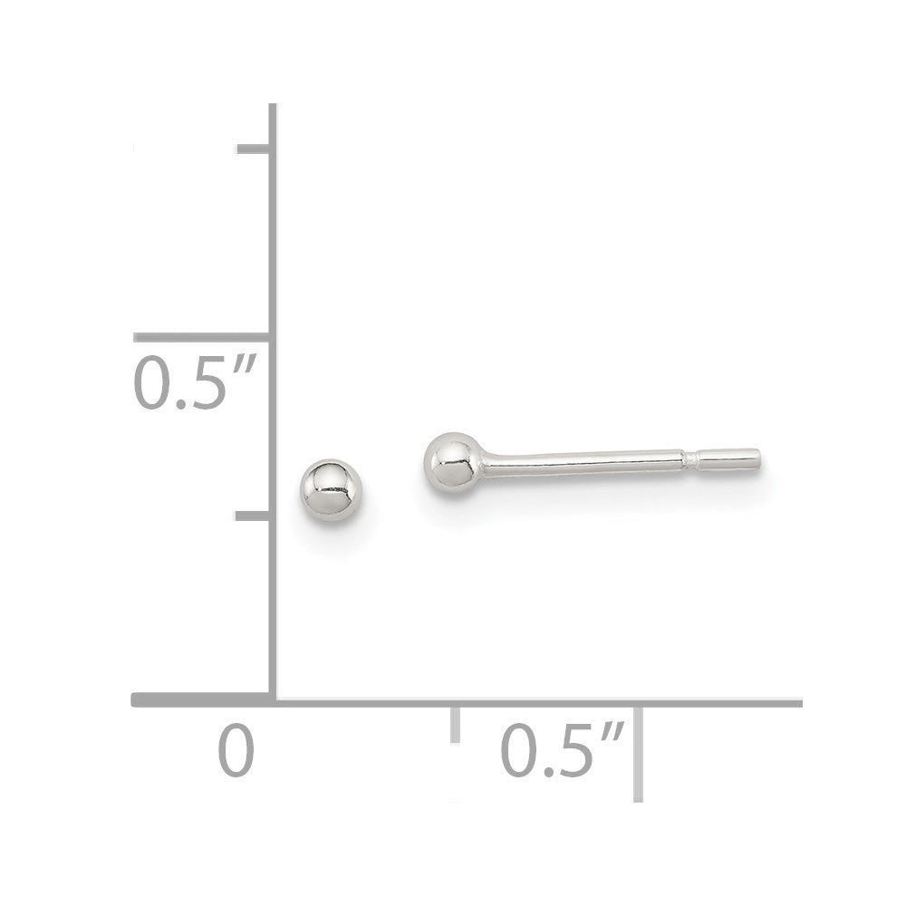 QE1829 Sterling Silver Polished 2mm Ball Earrings