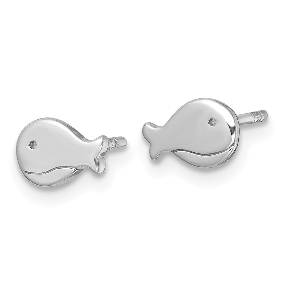 QE18296 Sterling Silver Rhodium-plated Polished Whale Post Earrings