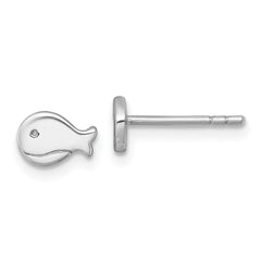 QE18296 Sterling Silver Rhodium-plated Polished Whale Post Earrings