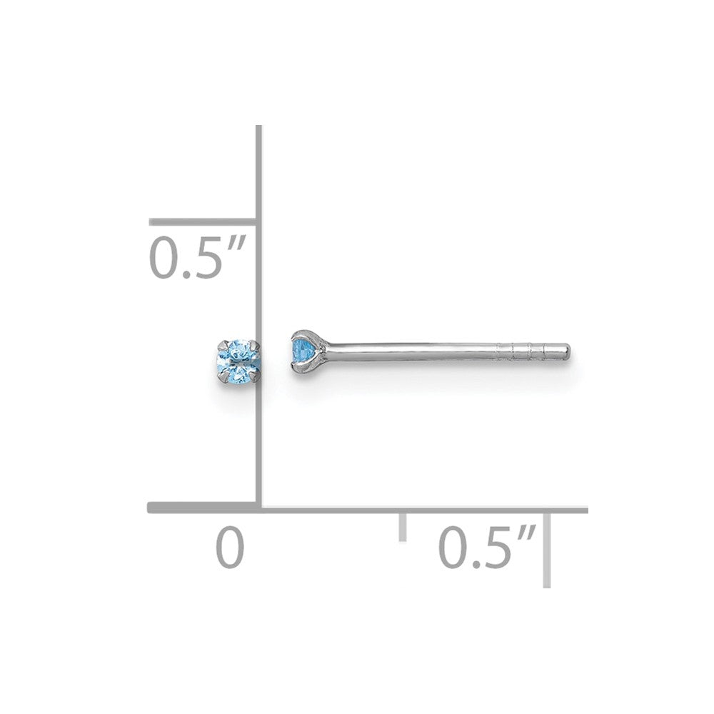 QE18299 Sterling Silver Madi K Rhodium-plated 2.00mm Blue CZ Childrens Stud Post Earrings