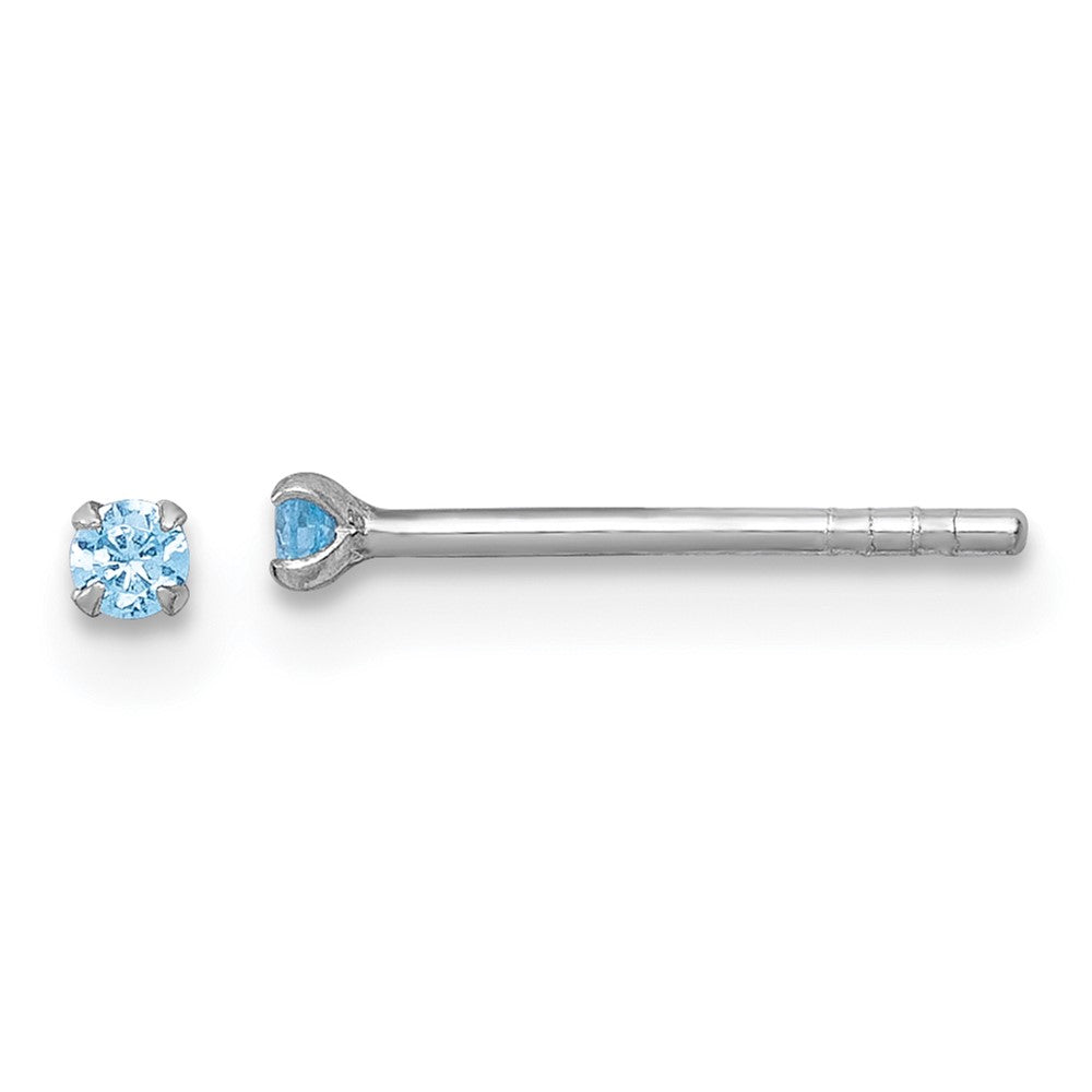 QE18299 Sterling Silver Madi K Rhodium-plated 2.00mm Blue CZ Childrens Stud Post Earrings