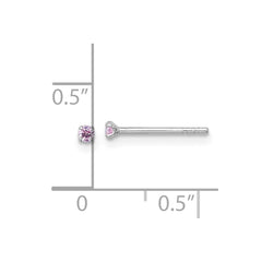 QE18301 Sterling Silver Madi K Rhodium-plated 2.00mm Pink CZ Childrens Stud Post Earrings