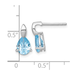 QE18318BT Sterling Silver Rhodium-plated Polished Pear Blue Topaz Teardrop Post Earrings