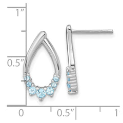 QE18320BT Sterling Silver Rhodium-plated Polished Swiss Blue Topaz Teardrop Post Earrings