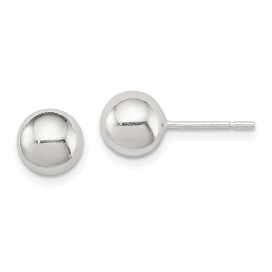 QE1832 Sterling Silver Polished 7mm Ball Earrings