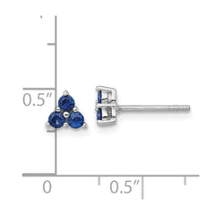 QE18330SA Sterling Silver Rhodium-plated Polished Three Round Sapphires Post Earrings