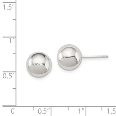QE1834 Sterling Silver Polished 9mm Ball Earrings