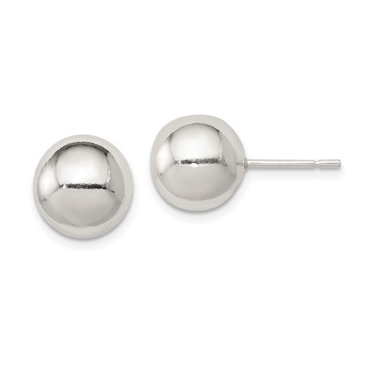 QE1835 Sterling Silver Polished 10mm Ball Earrings