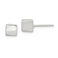 QE1838 Sterling Silver Polished 6mm Square Cube Earrings