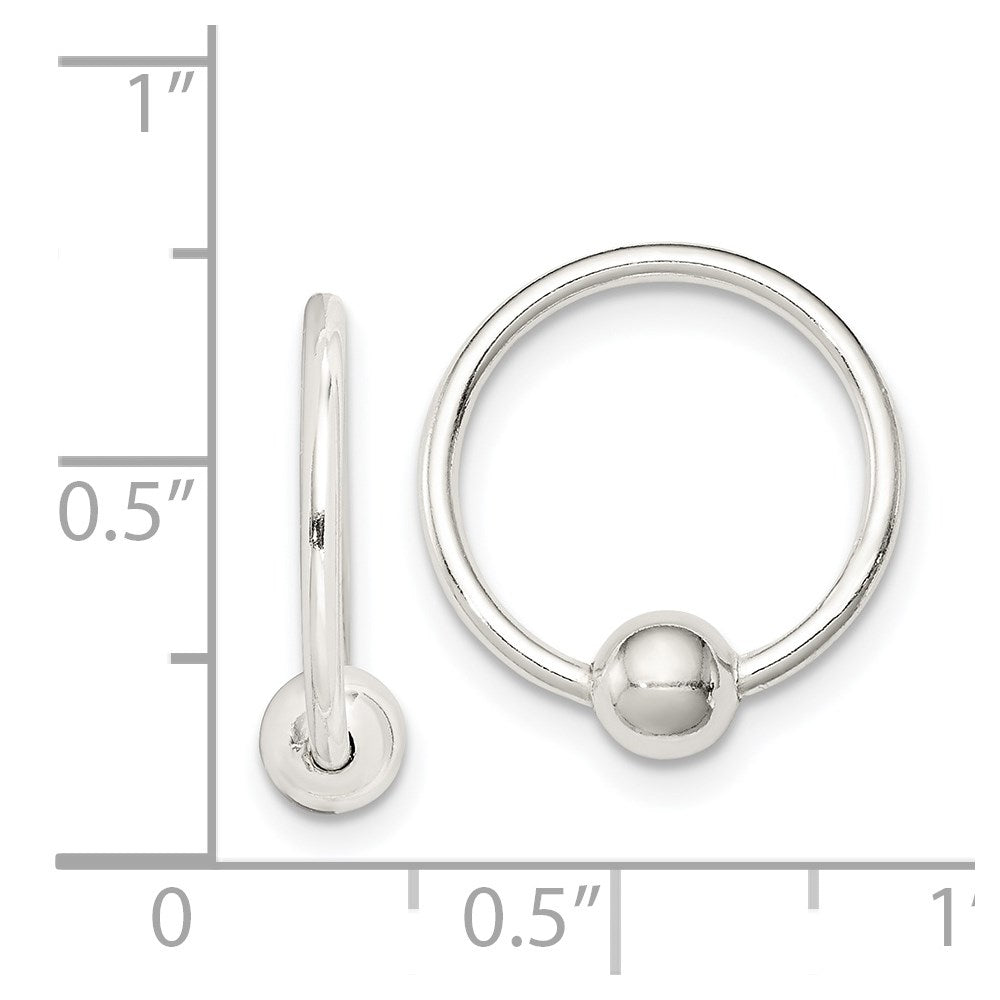 QE1855 Sterling Silver Bead Endless Hoop Earrings