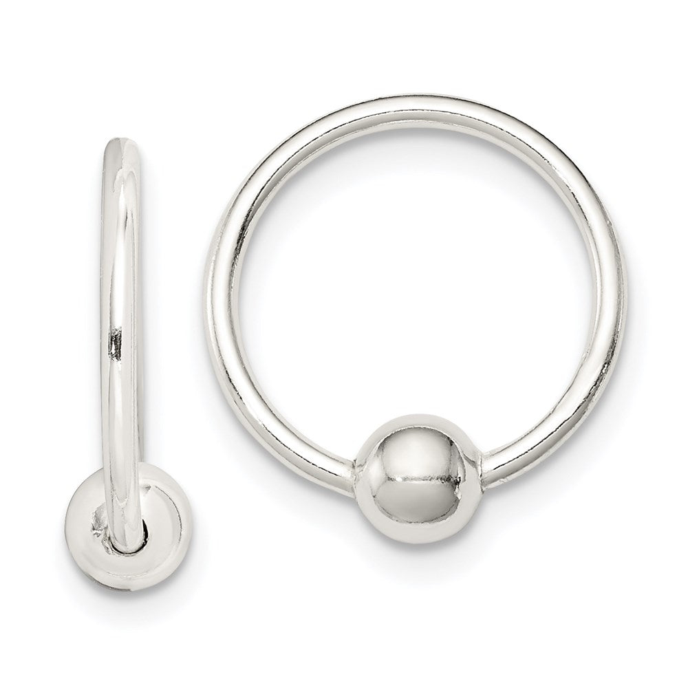 QE1855 Sterling Silver Bead Endless Hoop Earrings