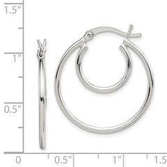 QE1963 Sterling Silver Polished 2mm Double Hoop Earrings