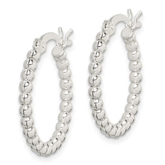QE1969 Sterling Silver Polished Beaded 2mm Hoop Earrings
