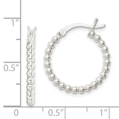 QE1969 Sterling Silver Polished Beaded 2mm Hoop Earrings