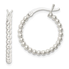 QE1969 Sterling Silver Polished Beaded 2mm Hoop Earrings