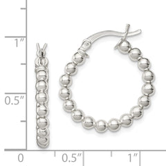 QE1970 Sterling Silver Polished Beaded Hoop Earrings