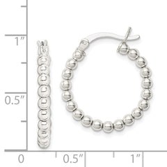 QE1971 Sterling Silver Polished Beaded Hoop Earrings
