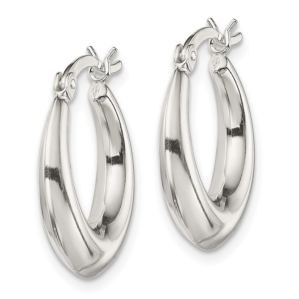 QE1996 Sterling Silver Polished & Tapered Round Hoop Earrings