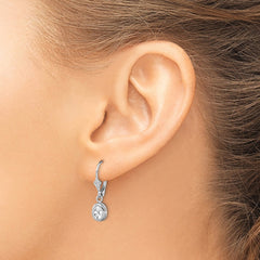 QE2042CZ Sterling Silver Rhodium Plated 6x4mm Oval CZ Leverback Earrings