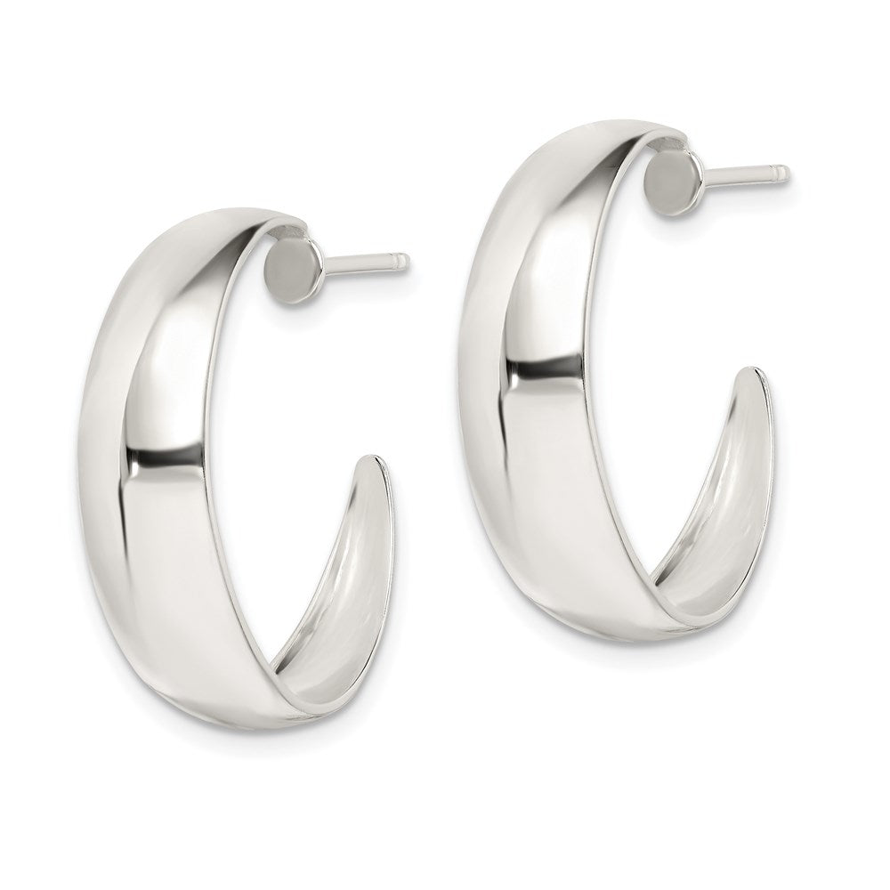 QE232 Sterling Silver Rhodium-plated Fancy J-Hoop Post Earrings
