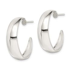 QE232 Sterling Silver Rhodium-plated Fancy J-Hoop Post Earrings