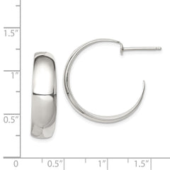 QE232 Sterling Silver Rhodium-plated Fancy J-Hoop Post Earrings