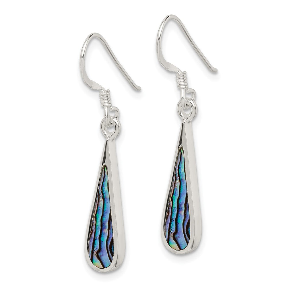 QE2621 Sterling Silver Polished Abalone Teardrop Dangle Earrings