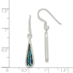 QE2621 Sterling Silver Polished Abalone Teardrop Dangle Earrings