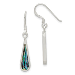QE2621 Sterling Silver Polished Abalone Teardrop Dangle Earrings