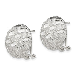 QE2931 Sterling Silver Rhod-pltd Polished Woven Circle Omega Back Earrings