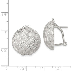 QE2931 Sterling Silver Rhod-pltd Polished Woven Circle Omega Back Earrings