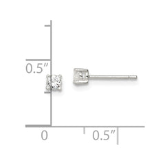 QE3143 Sterling Silver 3mm Round Basket Set CZ Stud Earrings
