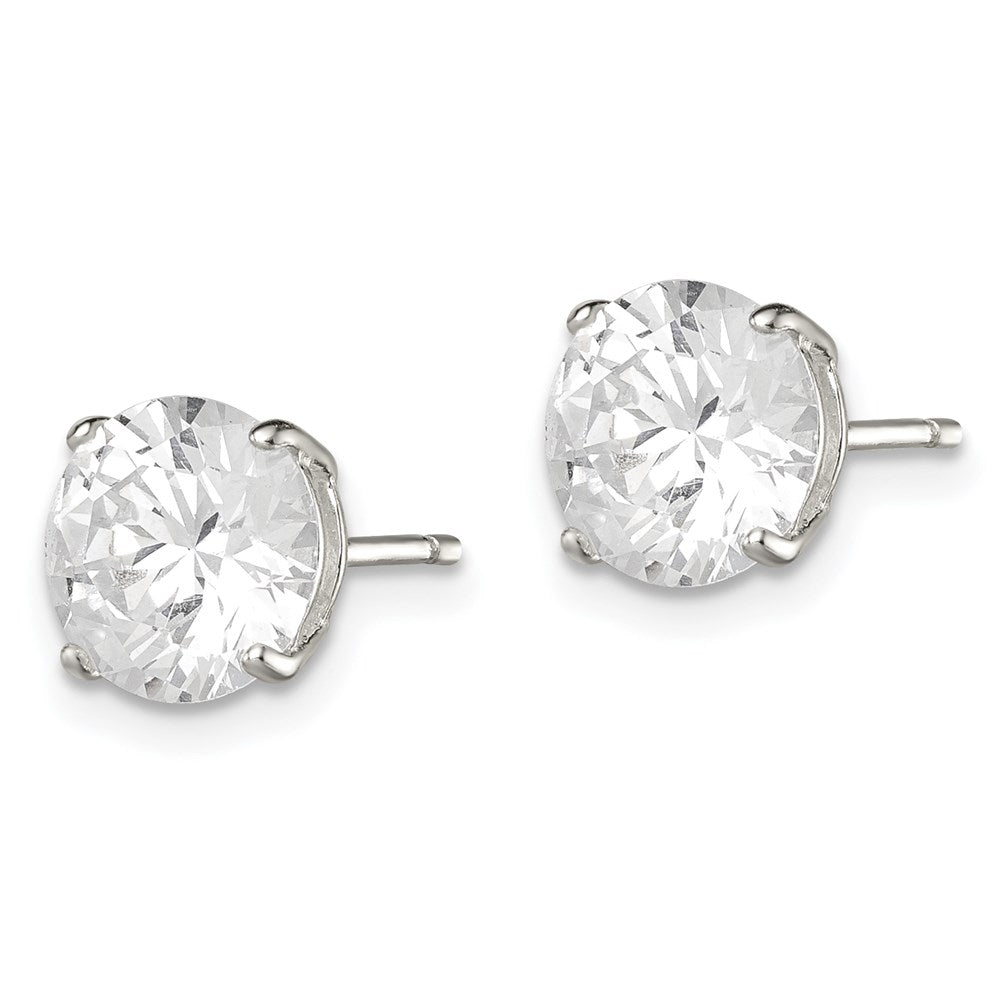 QE3148 Sterling Silver 8mm Round Basket Set CZ Stud Earrings