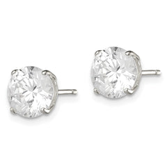 QE3148 Sterling Silver 8mm Round Basket Set CZ Stud Earrings
