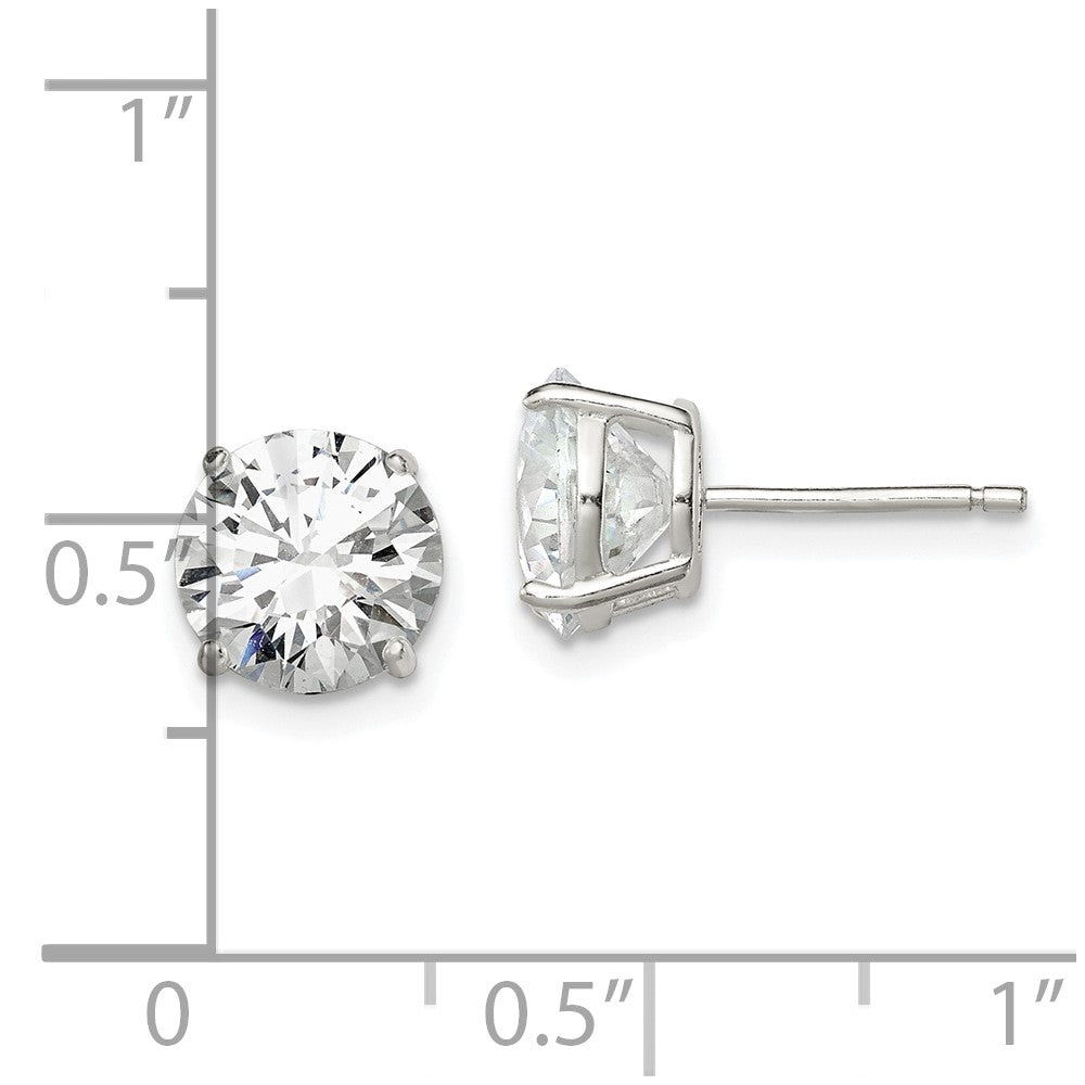QE3148 Sterling Silver 8mm Round Basket Set CZ Stud Earrings