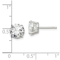 QE3148 Sterling Silver 8mm Round Basket Set CZ Stud Earrings